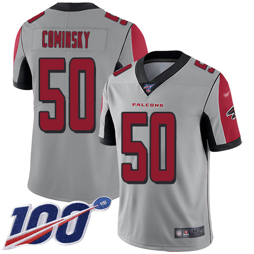 Atlanta Falcons Limited Silver Men John Cominsky Jersey NFL Football #50 100th Season Inverted Legend->youth nfl jersey->Youth Jersey